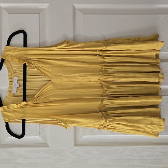LOFT Tops - Ann Taylor LOFT Ruffle Peplum Sleeveless Blouse Yellow
